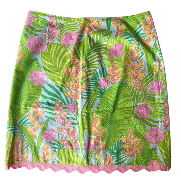 Lilly Pulitzer Skirt with Pink RickRack Trim, No Size Tag - maybe 8? - Picture 1 of 9